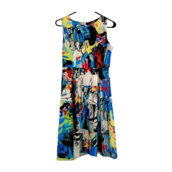 Sucrefas Sleeveless Multicolored A-Line Abstract Geometric Dress - Size Medium - Picture 2 of 10